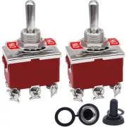 2pcs Momentary Toggle Switch DPDT (ON)-Off-(ON) 6 Terminal 3 Position Toggle