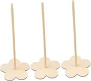 SHOWERORO 3pcs Wooden Donut Display Stand with Stick Unique Doughnuts Holder for Weddings Birthday Parties Candy Sweet Cart Khaki with Plum Flower Pattern