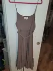 Brown/Mocha Chiffon Feel Ruffle Hem W/lining Dress XL