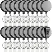 20 Pack Heavy Duty Retractable Badge Holder Reel Metal ID Badge Holder with B...
