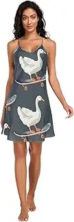 [RPLIFE] Geese Riding Skateboards Black Basic Satin Slip Lingerie, Sexy V Neck Satin Cami Dress, S-XXL