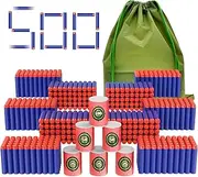 Soyee Compatible Darts 500 PCS Refill Pack Bullets for Nerf N-Strike Elite Series Blasters Toy Gun - with Soft EVA Target and Storage Bag