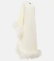 [Taller Marmo] Taller Marmo Ubud feather-trimmed gown AU 6 white