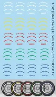 1/32 Decals Formel 1 Formula one Slot Car Tire Decals TBD1012