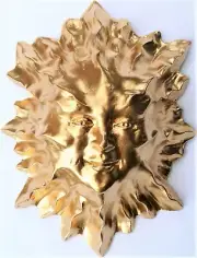 8" Handmade Golden Sun Figurine Wall Sculpture, by Claybraven