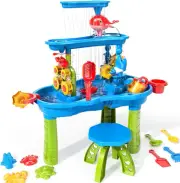 Water Table for Toddlers Kids, 3-Tier Outdoor Sand and Water Play Water Activity