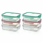 Glasslock 6pc Rectangular Storage Container Set w/ Lid 400ml