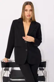 Black Oversized Blazer Long Sleeve - Size 6XXS, Women's Jacket