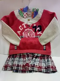 在飛比找Yahoo!奇摩拍賣優惠-(日系家熊犬屋)2018小朋友秋冬衣服-紅色拼接洋裝(女童)