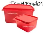 Tupperware Keep Tabs Nesting Stacking Square Storage Containers Red Set 2 New