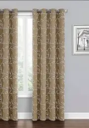 Blackout Window Curtain Panel Vine & Leaf Embroidered 108"L x 50"W Grommet Top
