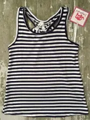 Girls Pink Elephant 5 Blue/white Striped Sleeveless Tank Shirt NWT
