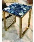 15" Blue Agate Table Top Natural stones Handmade Decor