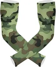 [Yoogain] UV Protection Protection Arm Sleeves Camouflage Green Sleeves Youth Sun & UV Protection Two Way Wearing Styles cubre brazos, Camouflage Green
