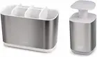 Joseph Joseph Stainless Steel Toothbrush Holder Soap Pump Bathroom Caddy Set