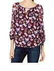 INC International Concepts 2X Cloud Burst Floral Print Peasant Top Scoop...