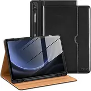 [DTTO] for Samsung Galaxy Tab S9 FE 5G 10.9 Inch/Galaxy Tab S9 11 Inch Case 2023 Released, Premium Leather Business Folio Stand Cover with S Pen Holder, Auto Sleep/Wake, Black