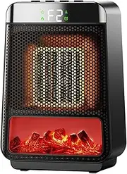 Uniboho Portable Electric Space Heater - Small Room Heaters with 3D Flame, 1-8H Timer, Carry Handle, Overheat Sensor, Safety Tip-Over Switch, Ideal for Home, Bedroom & Office, 1000W