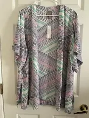 Chicos Rainbow Dots Kimono Jacket Size 2 (14) NWT