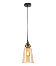 Crown Bronze Amber Glass Ellipse Pendant