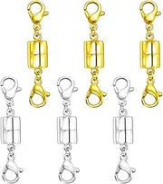 Qulltk Double Lobster Clasp Magnetic Necklace Clasps and Closures 14K Gold and Silver Magnetic Jewelry Clasps Converters for Bracelet Necklaces Extender