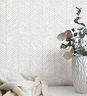 MelunMer Beige Modern Peel and Stick Wallpaper Boho Contact Paper for Cabinets Beige Stripe Contact Paper Line Self-Adhesive Removable Wallpaper for Bathroom Bedroom Liner Easy to Use 393" L 17.3" W