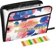 Custom Document Folder 13 Pockets A4 Letter Size Customized Expandable Hanging File with Zipper Closure for Office Supplies Cartoon Begonia White para guardar