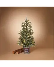 4ft Electric Lightly Flocked Half Tree in Half Bucket
