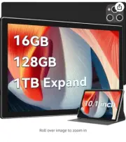 10 Inch Android Tablet, 2024 Newest Android 13 Tablet 128GB ROM+16GB RAM (8+8Vir