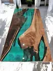 30"X60" Clear Green Epoxy Resin Console Bar Dining Table Top Farmhouse Desk Deco
