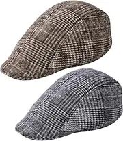 [Risipu] Pack of 2 Peaked Caps, Beret Men's Winter Beret, Warm Cap, Newsboy Flat Cap
