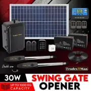 Full Solar Automatic 30W Double Swing Gate Opener 3x Remote Keypad Control +S