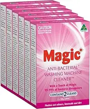 6 x Magic Anti-Bacterial Washing Machine Deep Cleaner Removes Built-up Grime, Detergent & Mineral Deposits 200g (12 Sachets)
