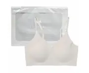 V-neck Bra Padded Seamless Adjustable Strap Bra Daily Essential Sleep Bra - White