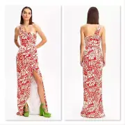 ALICE McCALL Womens Size 8 or US 4 Salsa Red Daisy Daze Gown Dress NEW RRP$699