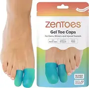 ZenToes 6 Pack Gel Toe Cap and Protector - Cushions and Protects to Provide Relief from Missing or Ingrown Toenails, Corns, Blisters, Hammer Toes (Variety, Tidal)