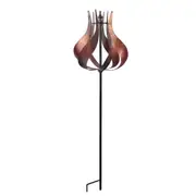 Teamson Home 70.12" Outdoor Tulip Kinetic Windmill Sculpture, Tangerine