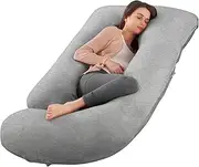 Pregnancy Pillow J Shaped, Full Body Maternity Pillow, with Removable Washable Cover - Sleep Support for Legs, Back, Neck, Shoulder, HIPS, Belly for Pregnent Women (Jersey Cotton Cover)
