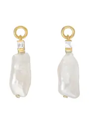 V BY Laura Vann Emily 18kt Gold Vermeil Drop Earrings - Pearl - One Size One Size