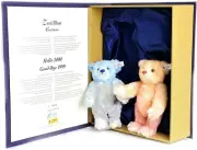 STEIFF HELLO GOOD-BYE BEAR SET 1999/2000 670367 7.87" (20cm) RARE NRFB NEW