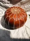 Genuine Leather Moroccan Boho Ottoman Footstool Pouffe Unstuffed 24''