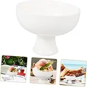 HEALEEP Decorative Footed Bowl for Desserts Ceramic Serving Bowl for Ice Cake Noodles for Home Restaurant Use Elegant Centerpiece Display