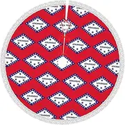 Arkansas State Flag 48 Inches Carpet Skirt Christmas Fringe Lace Tree Skirt Christmas Holiday Party Decoration