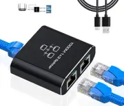 RJ45 Ethernet Splitter 1 to 2 Gigabit Network Adapter with USB Power Cable