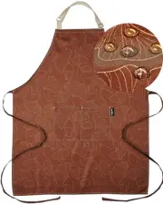 Premium Adjustable Waterproof Aprons for Women with Polycotton Brown Ginkgo