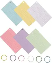 TEHAUX Set of 100 Lined Index Cards Blank Flash Cards Memo for English Learning Portable Study Note Ring