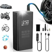 Tire Inflator Portable Air Compressor, Air Pump for Car Tires with Tire Pressure Gauge, Smart Pump Tire Inflator for Car, Motorcycle, Bicycle, Balloons and More