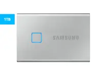 Samsung T7 Touch 1TB Portable USB-C SSD, Up To 1050MBS R/W, Silver,3yr Wty