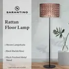 Sarantino Rattan Floor Lamp with Black Marble Base