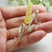 1.50Ct Marquise Lab-Created Citrine Wheat Ears Brooch Pin 14K Yellow Gold Plated